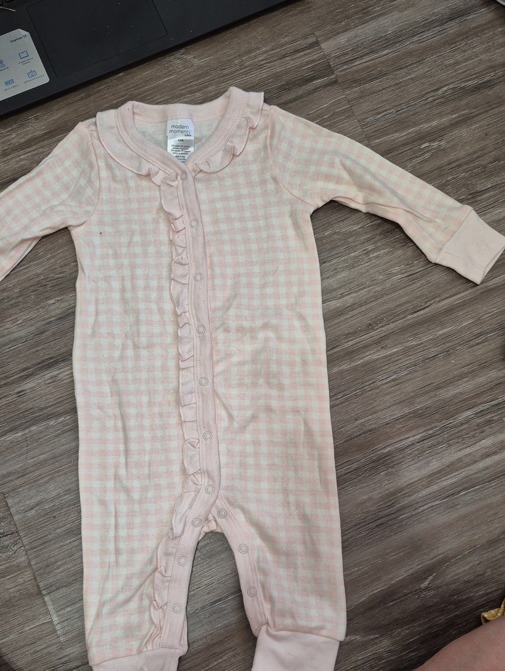 Modern Moments Pink Gingham Ruffle One-Piece Bodysuit - Picture 1 of 4